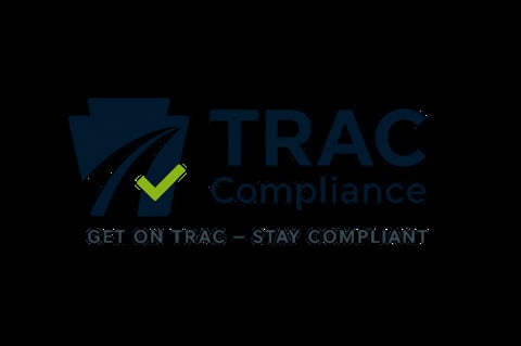 TRAC Compliance logo with checkmark and tagline Get On TRAC Stay Compliant